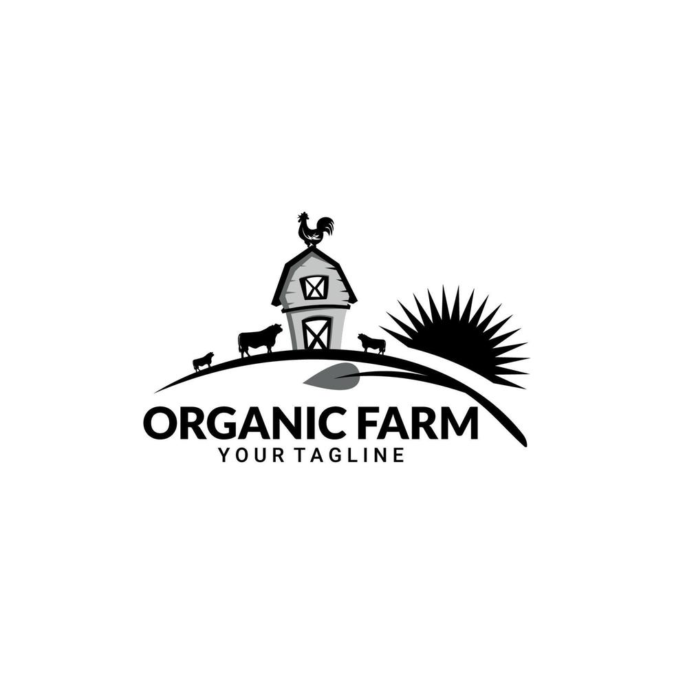 plantilla de logotipo de granja. etiqueta de producto orgánico. Mercado de agricultores vector