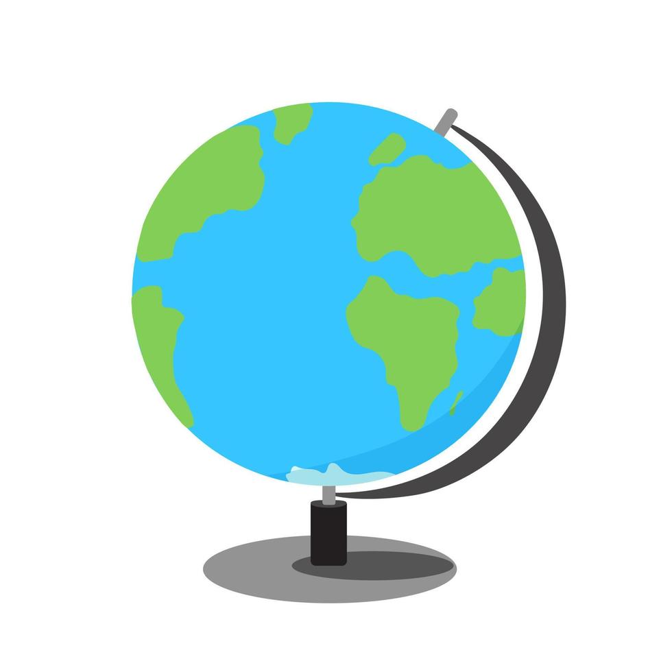 Globe miniature of our planet simple vector illustration, accessory for geography classroom, flat stylecartoon image representation of the Earth