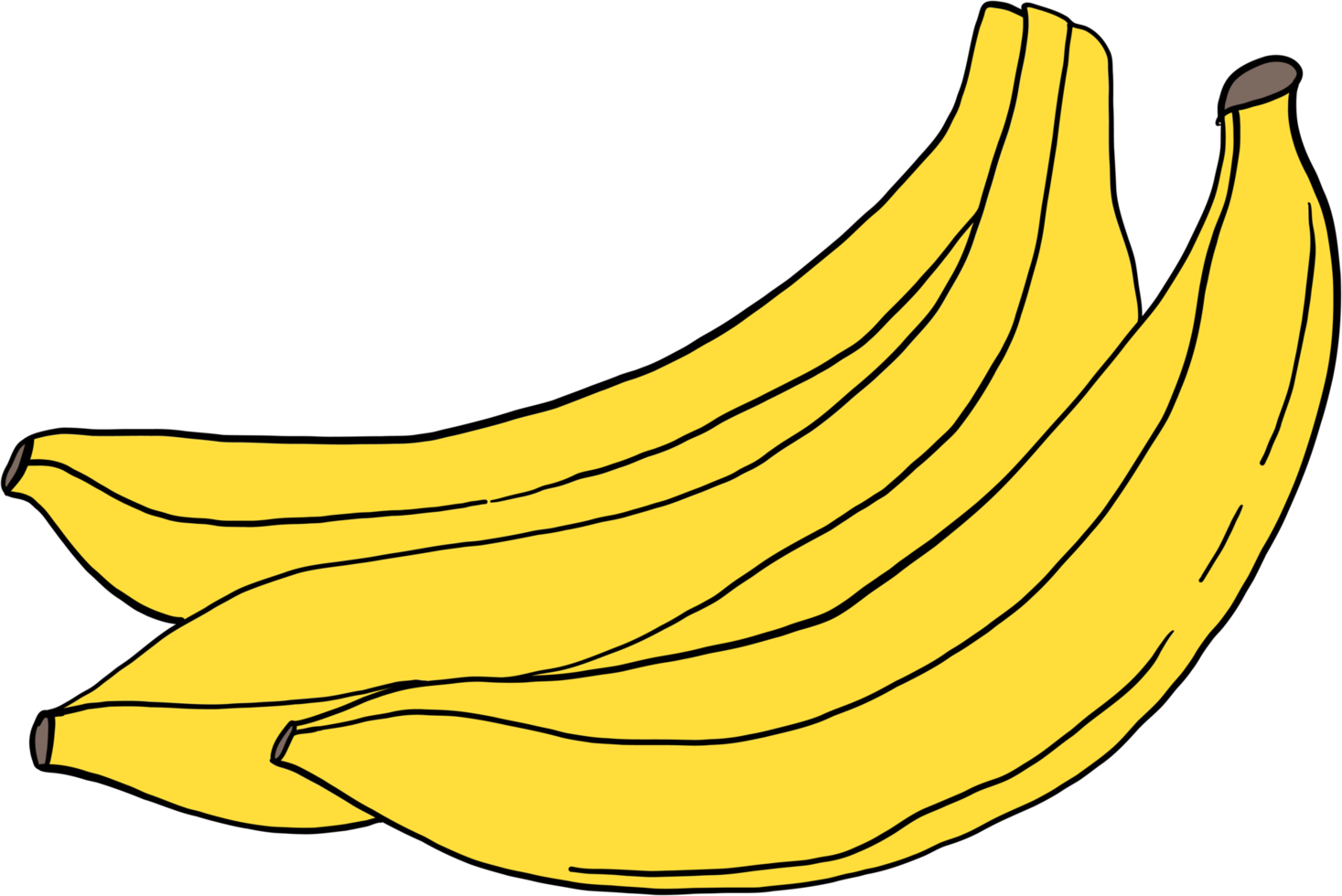 oodle dibujo a mano alzada de fruta de plátano. png