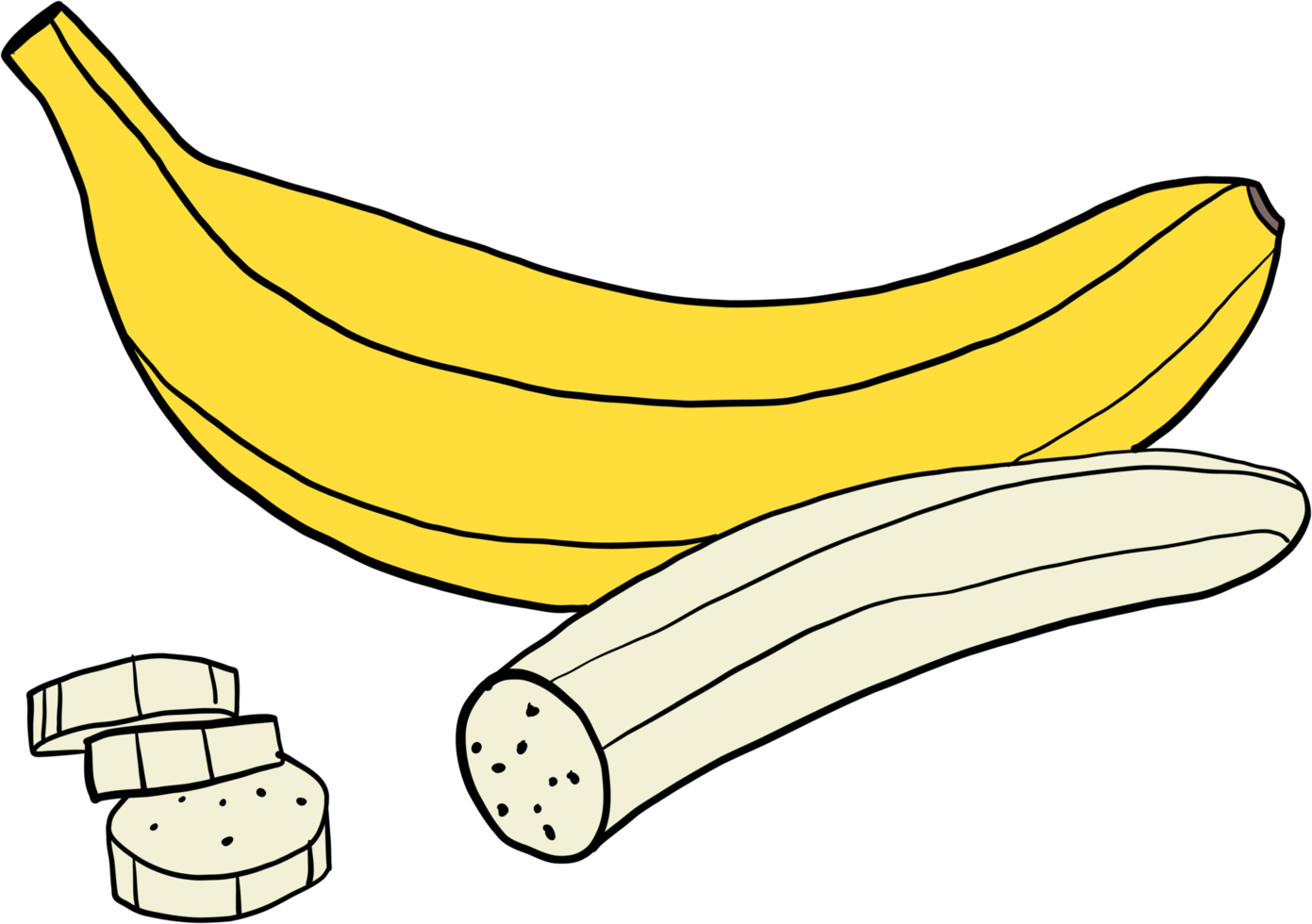 oodle Freihandskizze Zeichnung von Bananenfrüchten. png