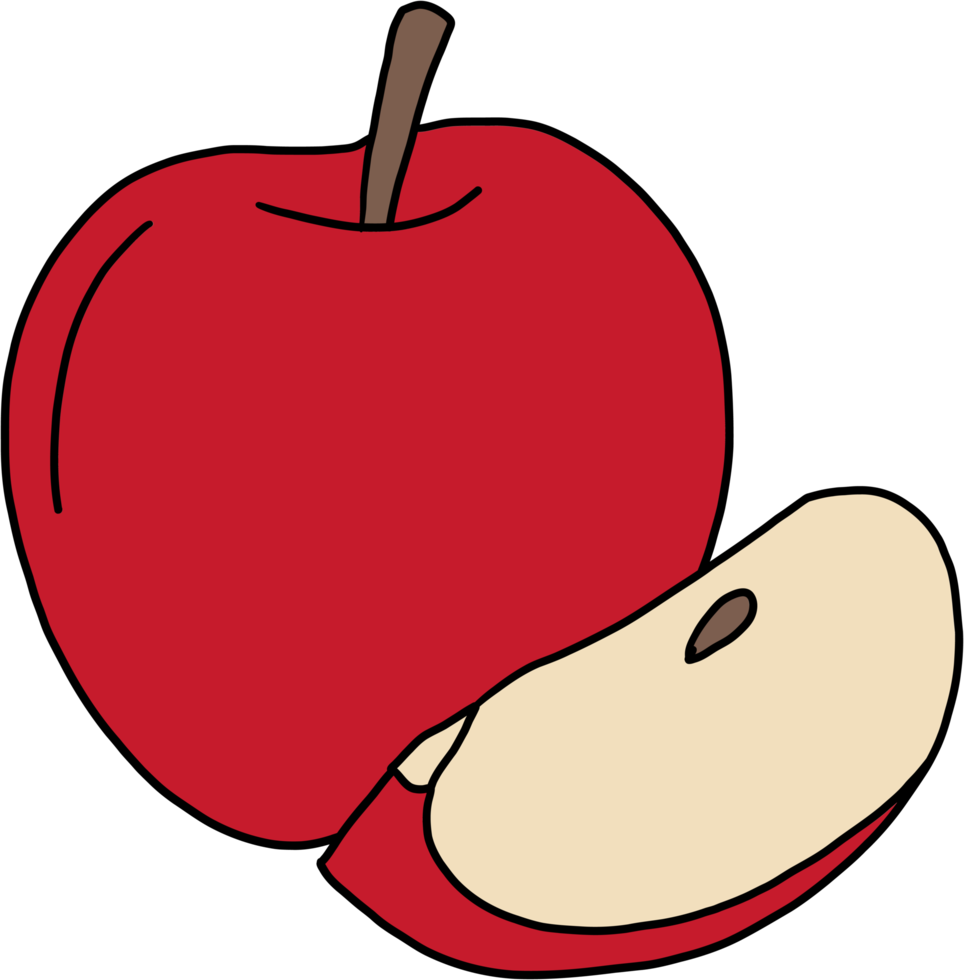 doodle freehand sketch drawing of apple fruit. png