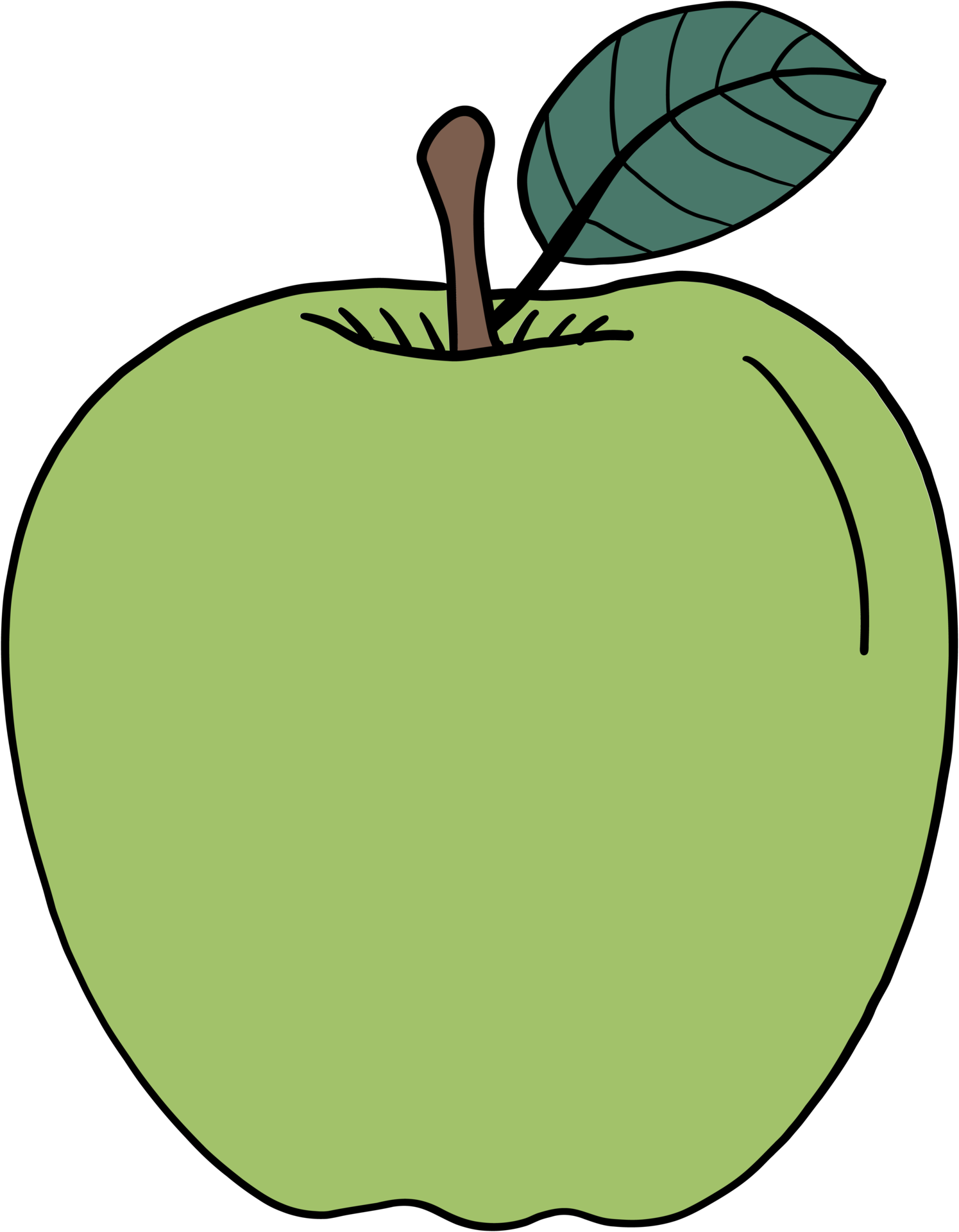 Sketch silhouette image apple fruit with stem and leaves vector  illustration. | CanStock