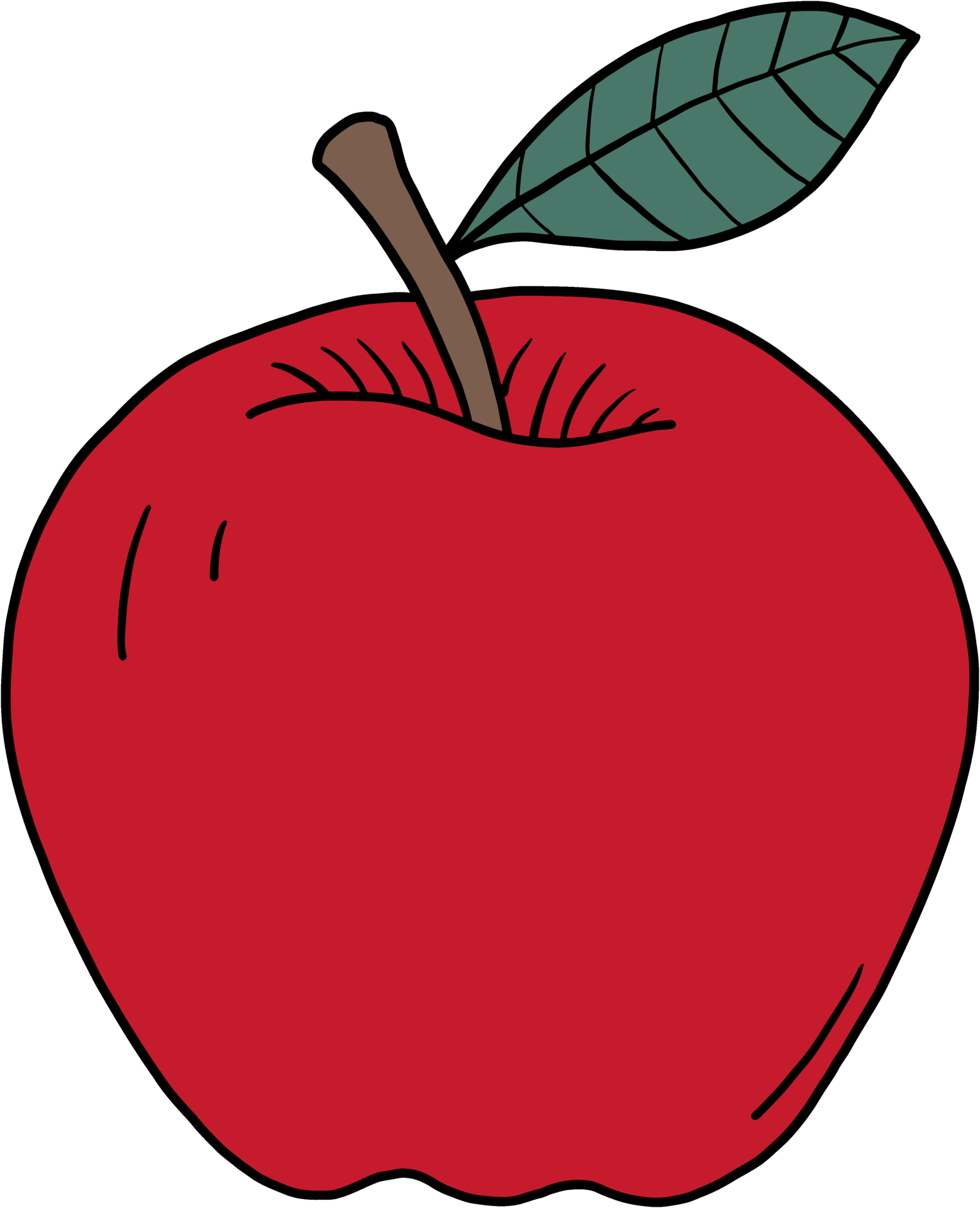 Apple fruit with stem isolated hand drawn... - Stock Illustration  [93762619] - PIXTA