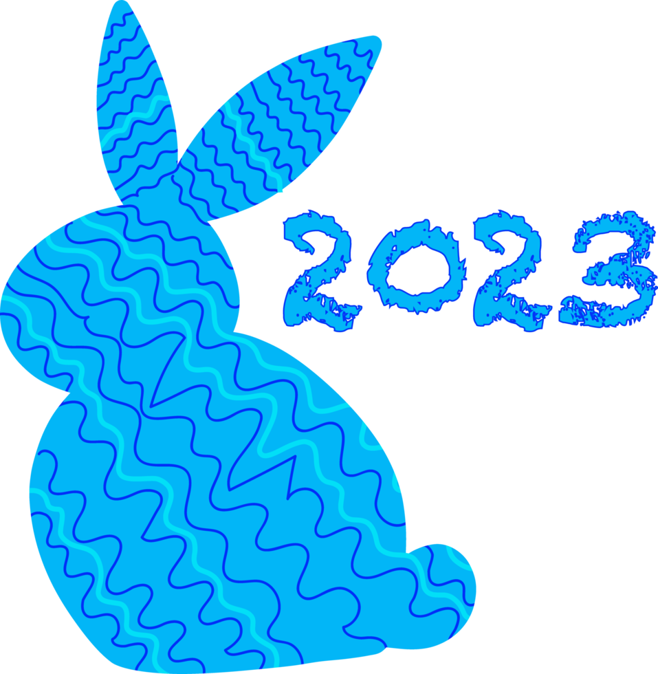 The symbol of the new year 2023, a water rabbit stylized on a white background png