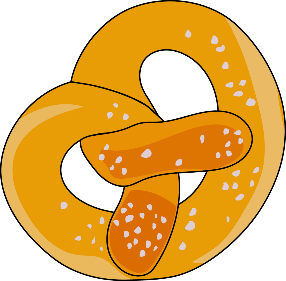 illustration in cartoon style. brezel with salt. on a white background. png