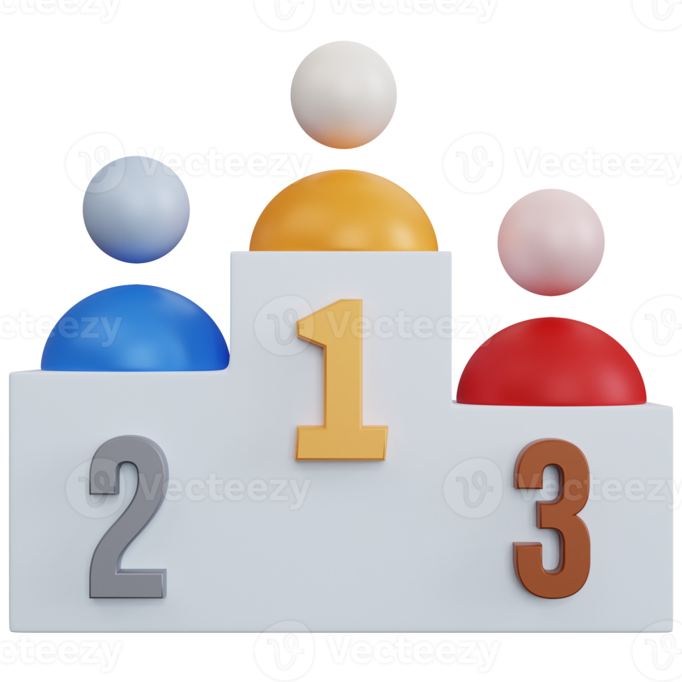 3d rendering champion podium with user team isolated png