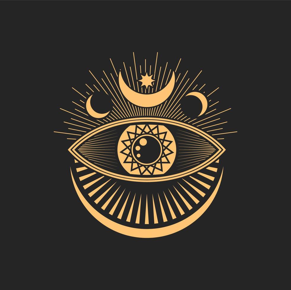Magic tarot esoteric sign, occult eye mason symbol vector