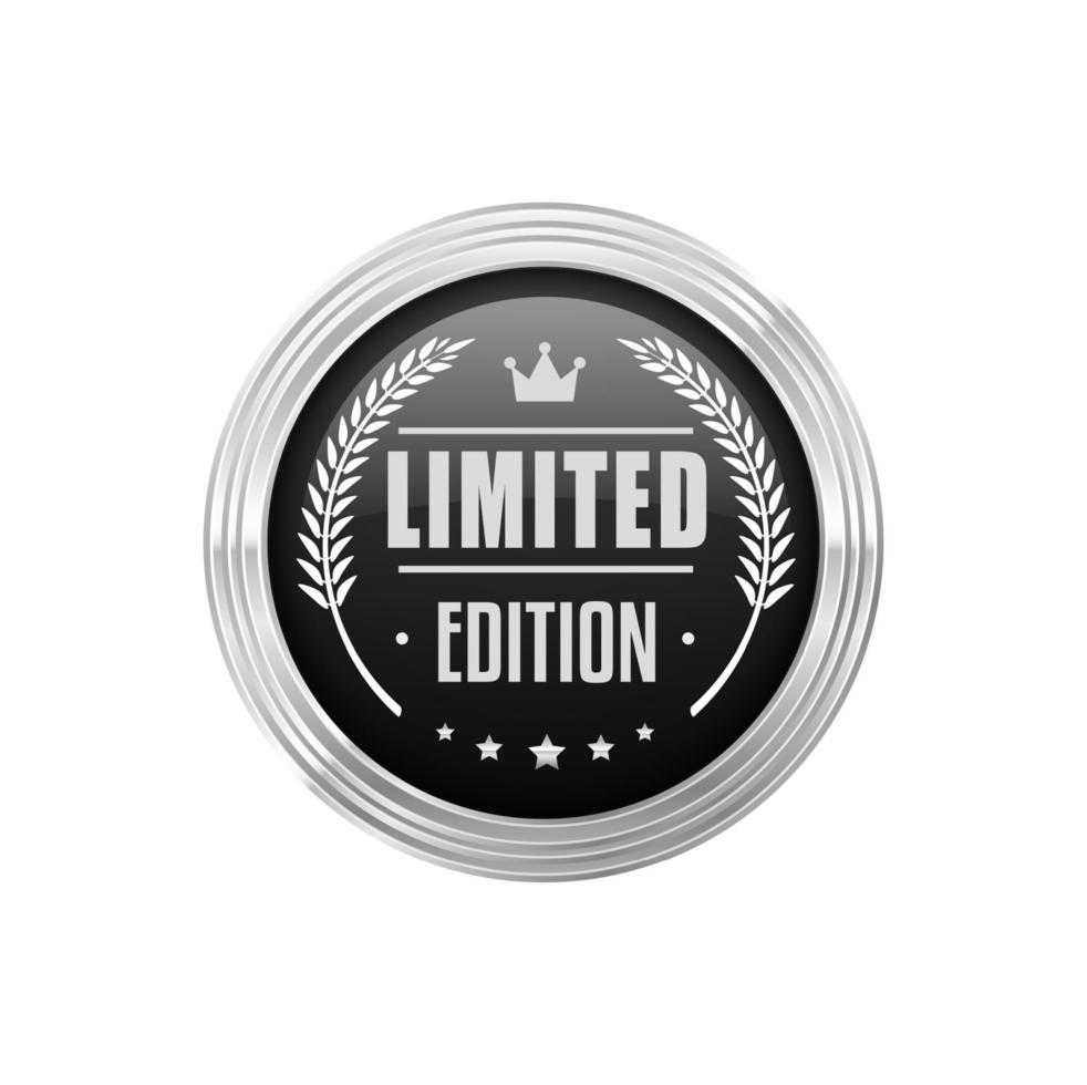 Limited edition silver badge and guarantee label vector