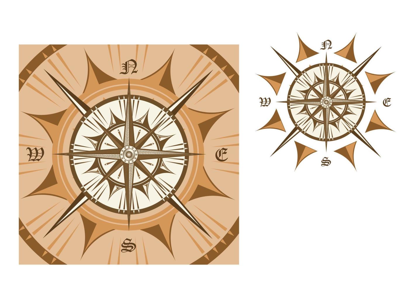 Medieval compass wind rose vector