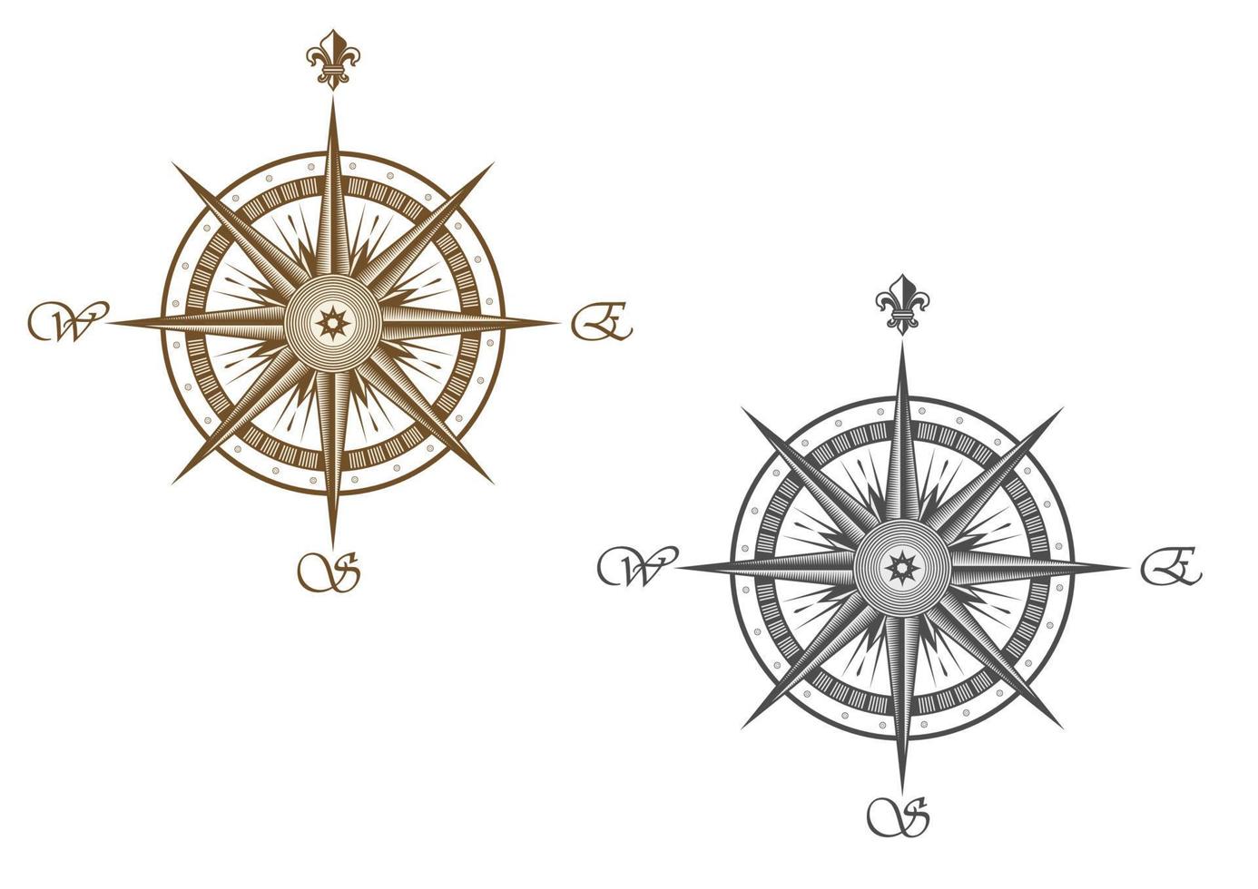 Medieval compass wind rose vector