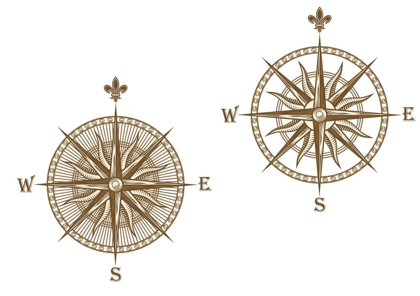 Ancient compass wind rose vector
