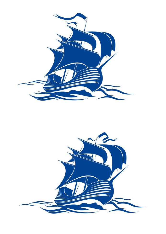 Brigantine sail ship vector