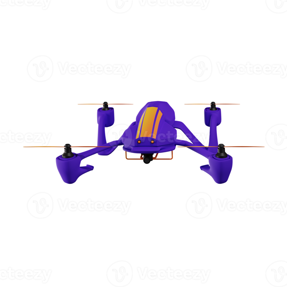 drone orange violet illustrations 3d png