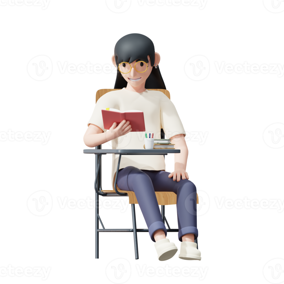 Girl Schools Character 3D Illustrations png
