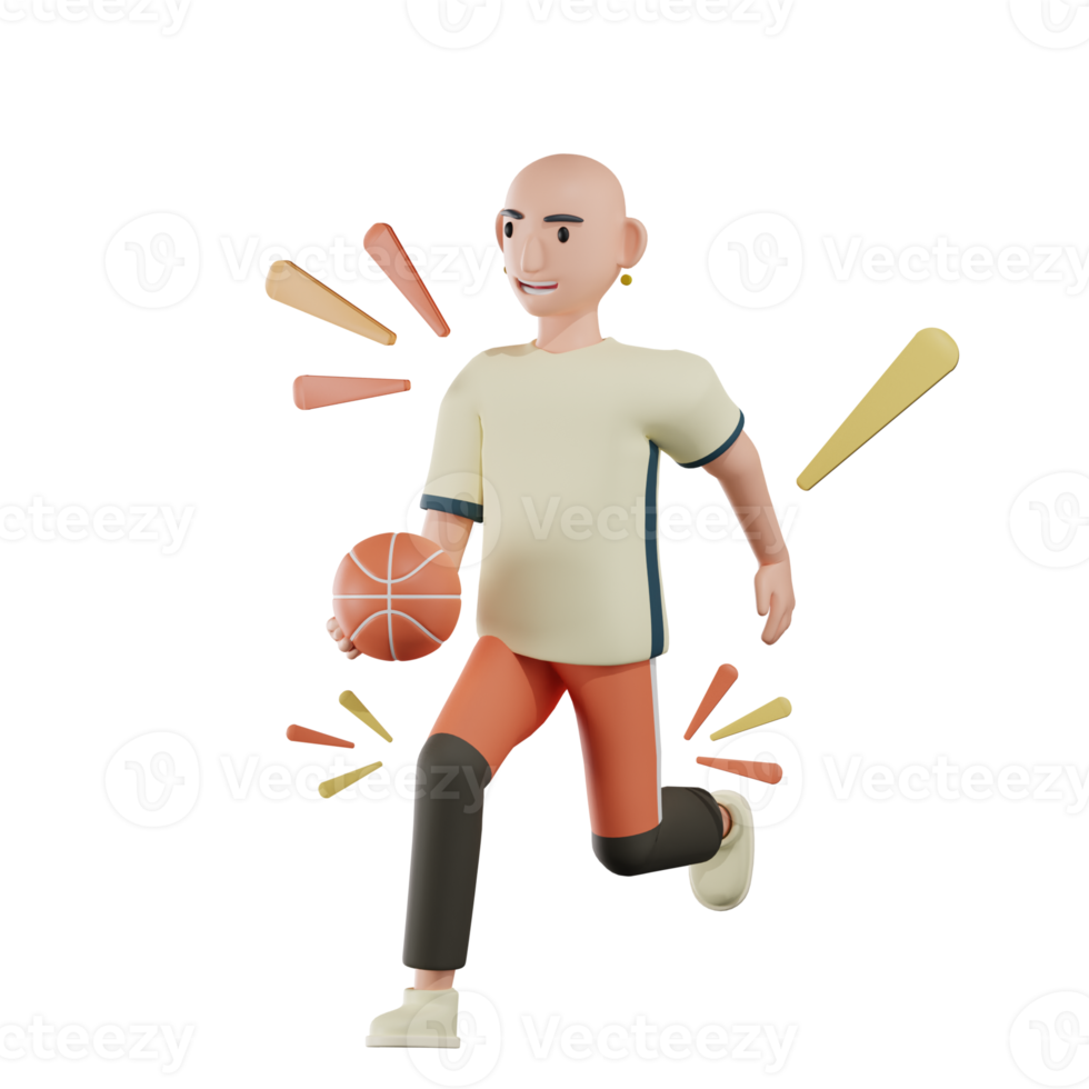 ilustrações 3d de esporte de menino de basquete png