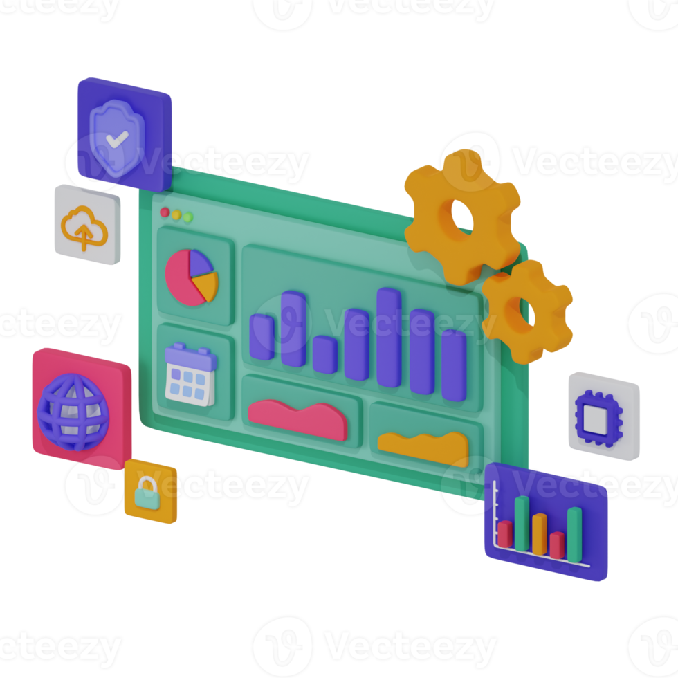 Ilustraciones de data drive interface 3d png