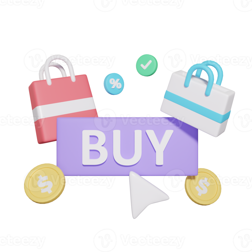 Buy Button E Commerce 3D Illustrations png