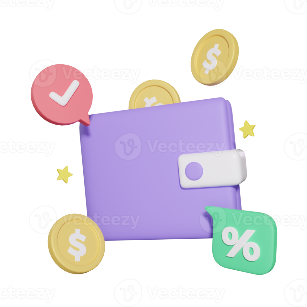 Wallet E Commerce 3D Illustrations png