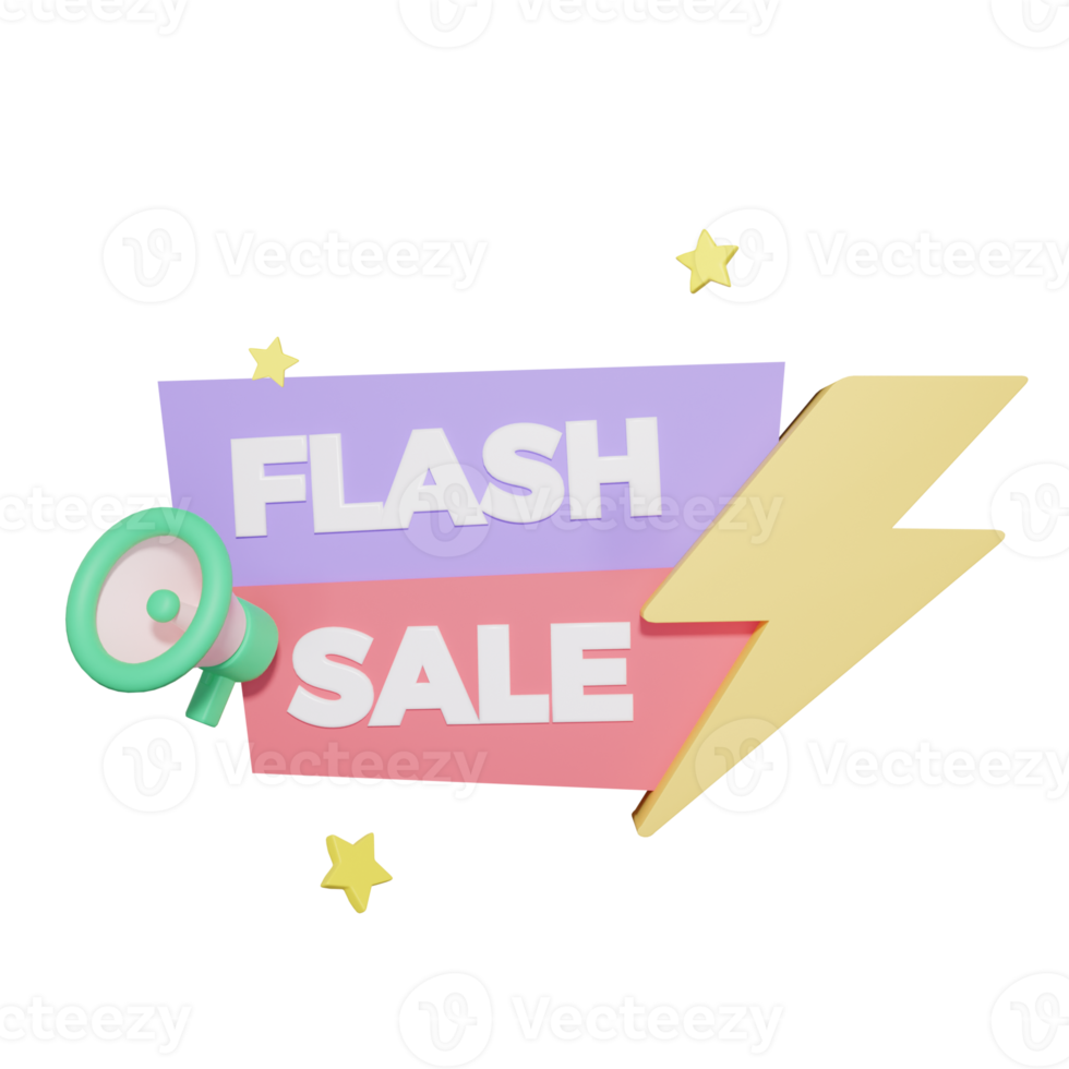 vente flash e commerce illustrations 3d png