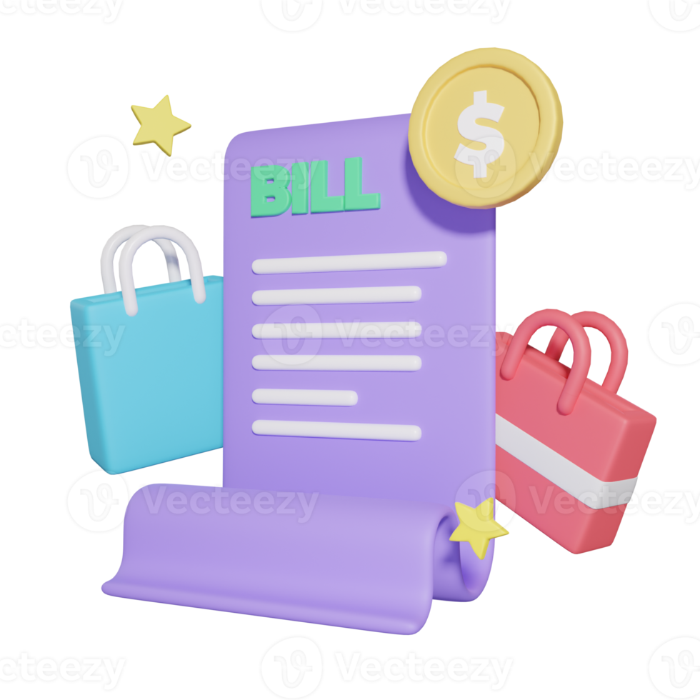 Bill Transaction E Commerce 3D Illustrations png