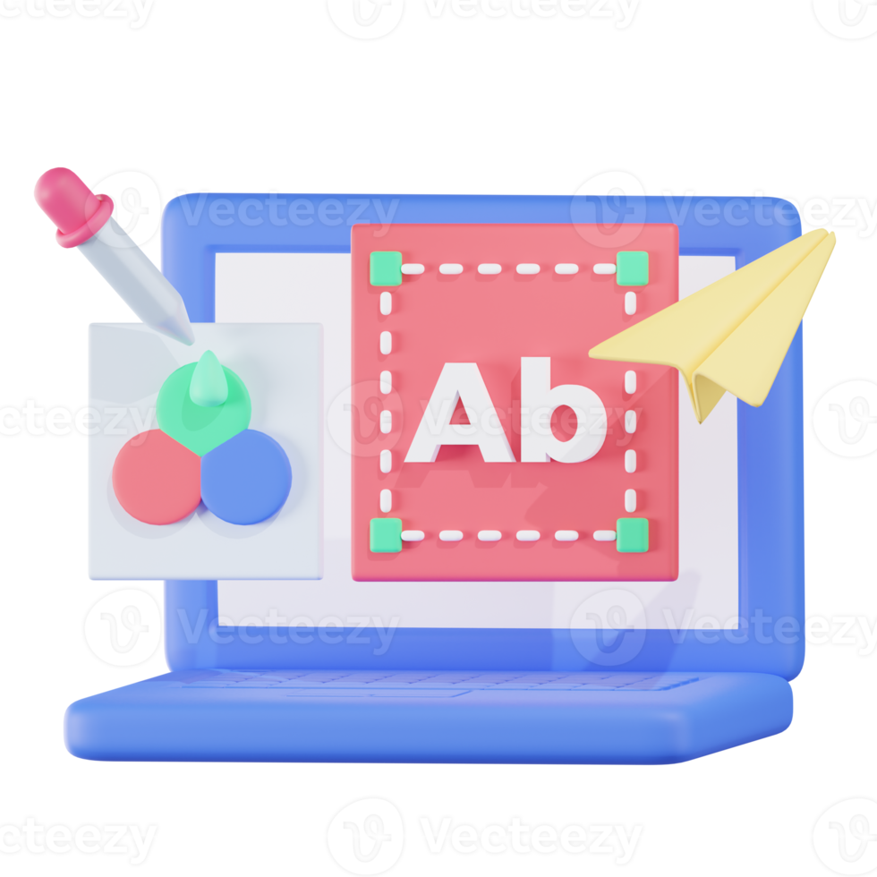 Laptop-Bildung 3D-Illustrationen png