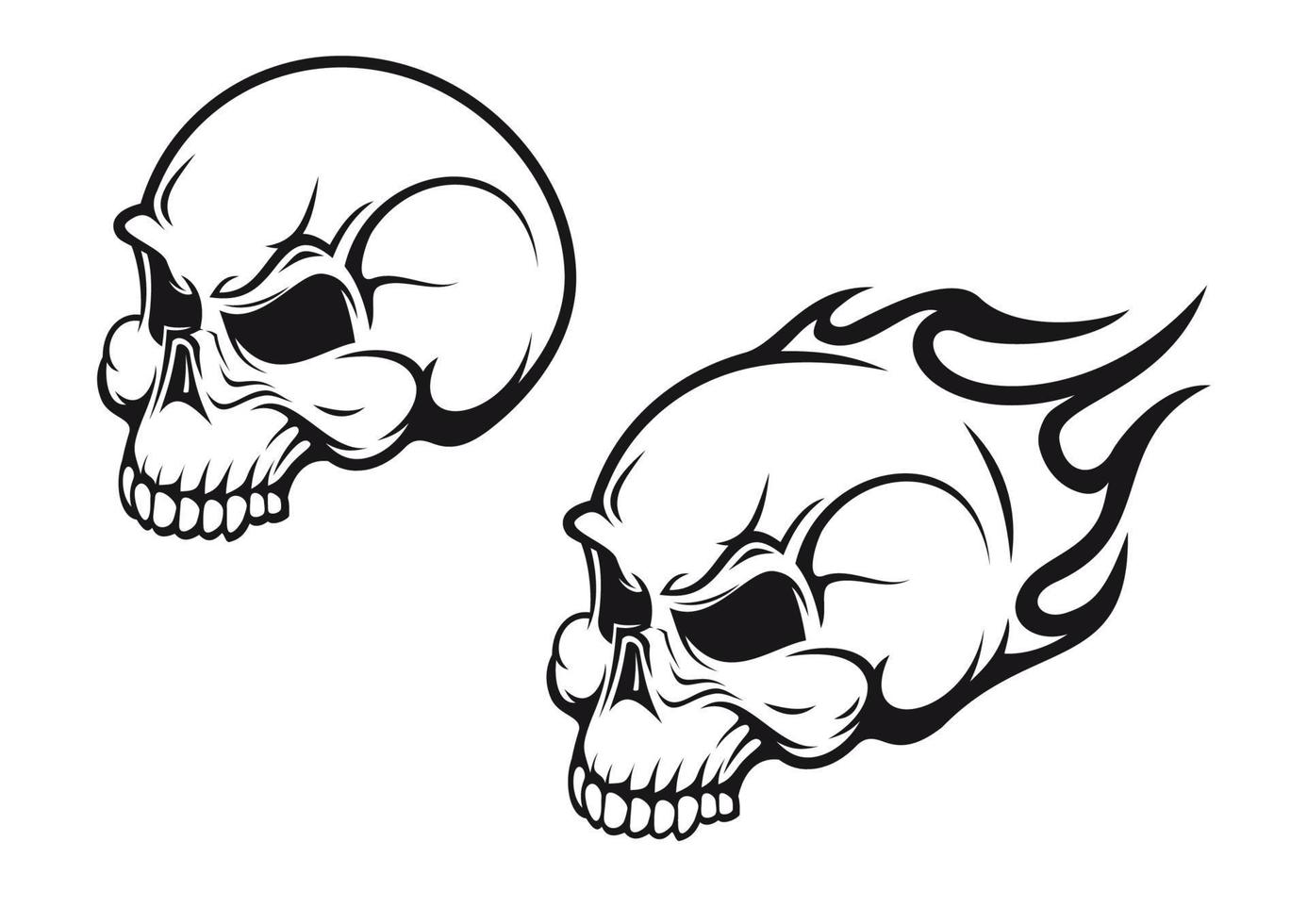 tatuaje de calaveras de dibujos animados vector