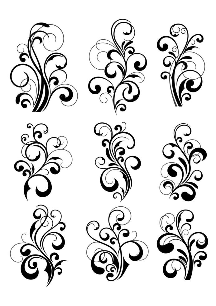 Floral and flourishes patterns vector