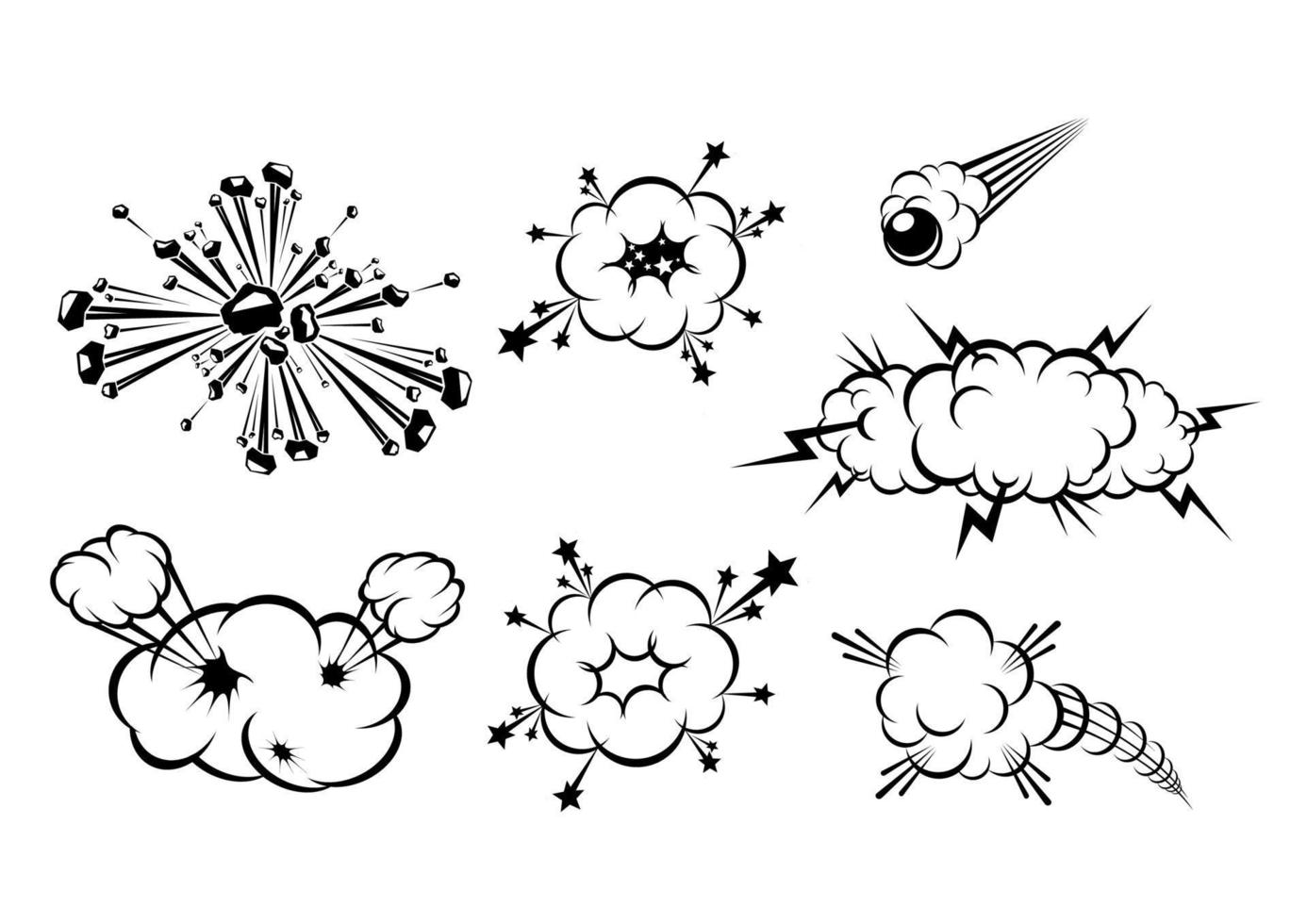 cartoon bomb explosions set vector