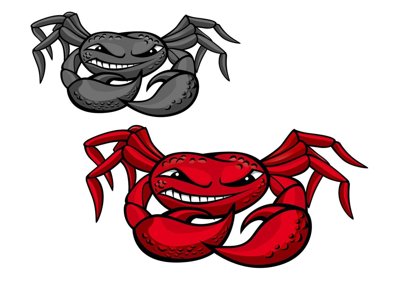 Red angry crab character with claws vector