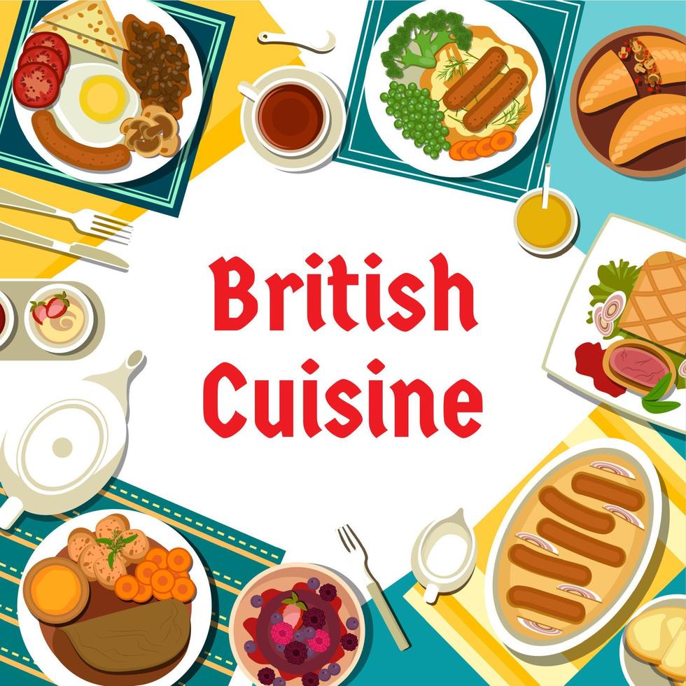 British food restaurant menu cover template vector