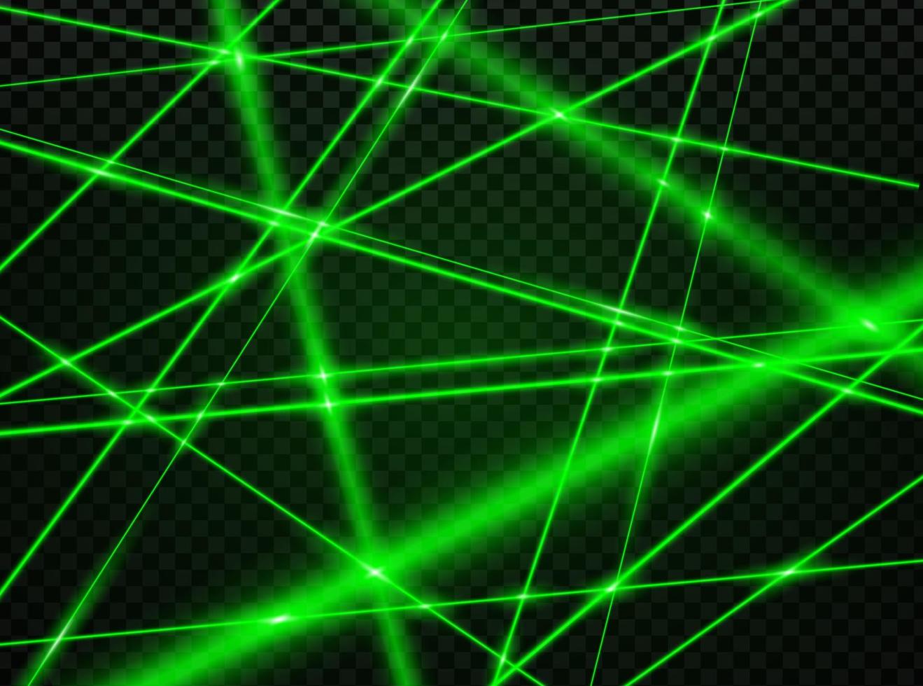 Crossed green laser beam lights vector background