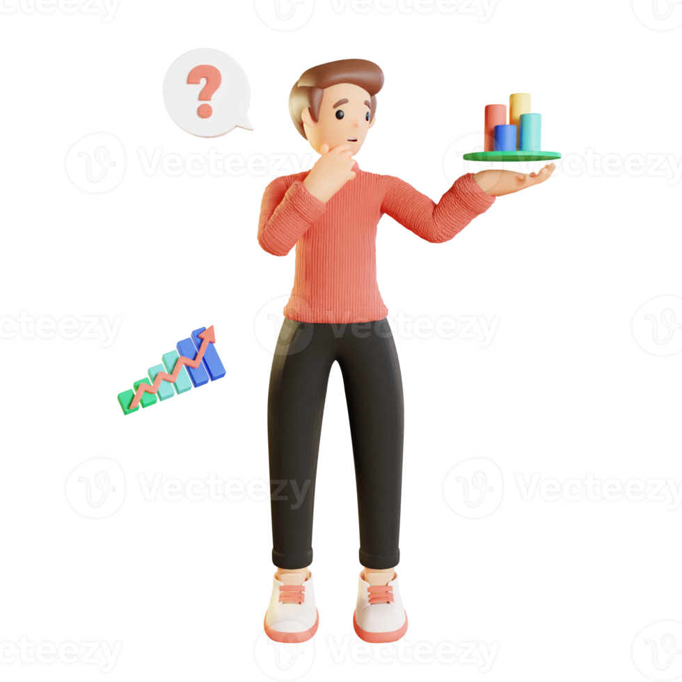 Man With Data Interface Work Activity 3D Illustrations png