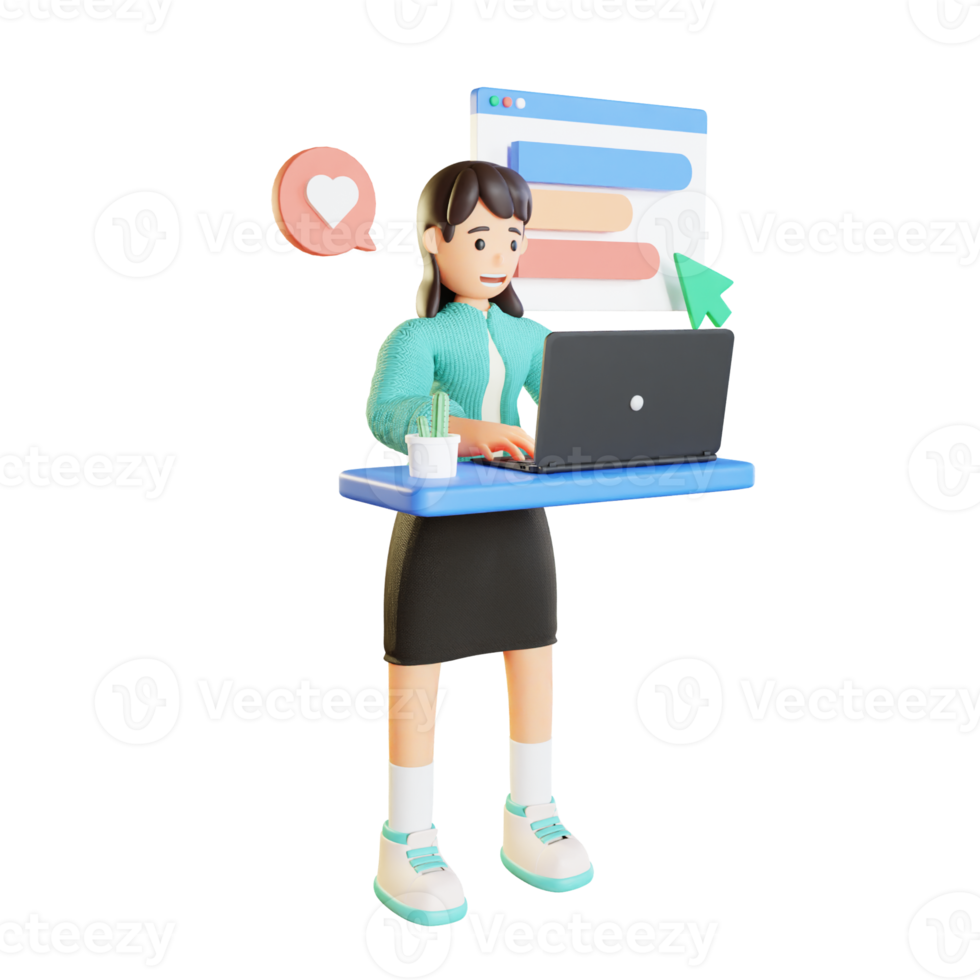 Woman Pose Target Work Activity 3D Illustrations png