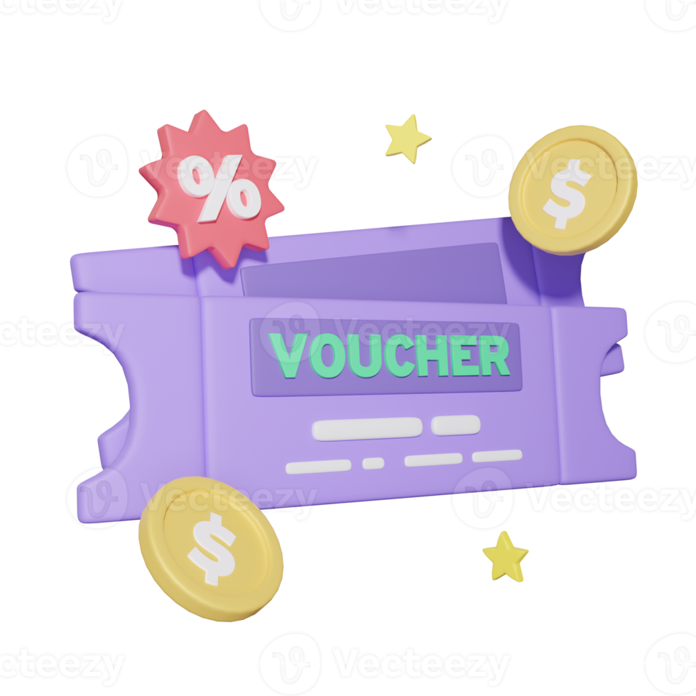 Discount Voucher E Commerce 3D Illustrations png