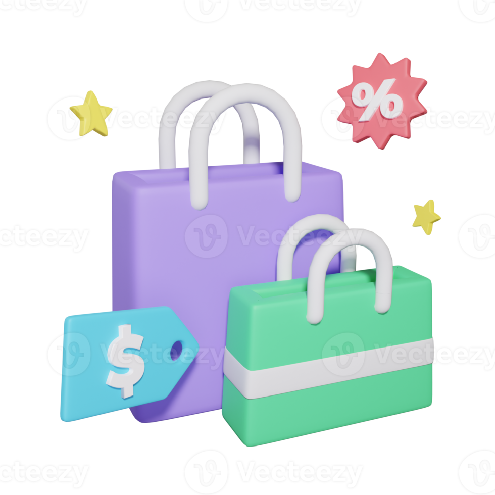 Ilustraciones de shopping bag 3d png