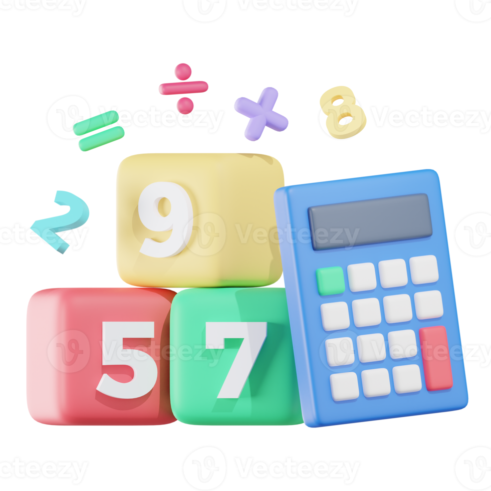 calculatrice éducation illustrations 3d png