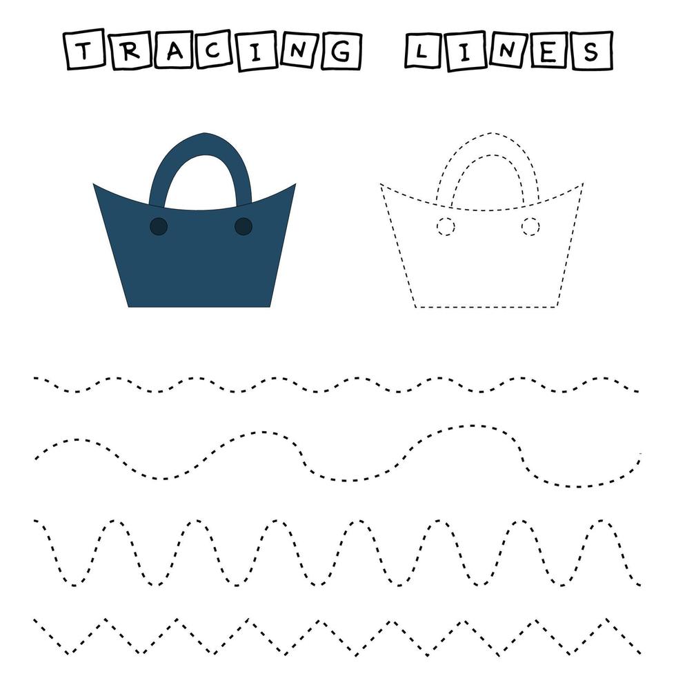 Trace line worksheet with fishes for kids, practicing fine motor skills.  Educational game for preschool children. vector