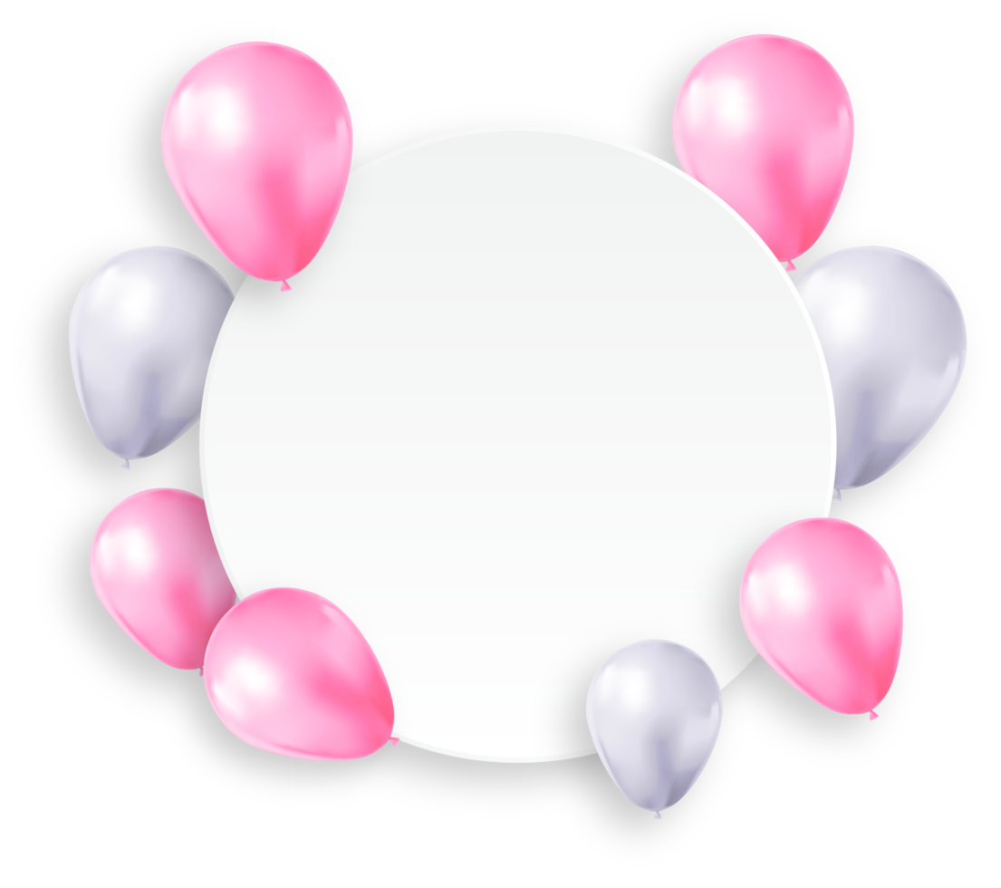 Pink and White Balloons with Empty Circle Frame png