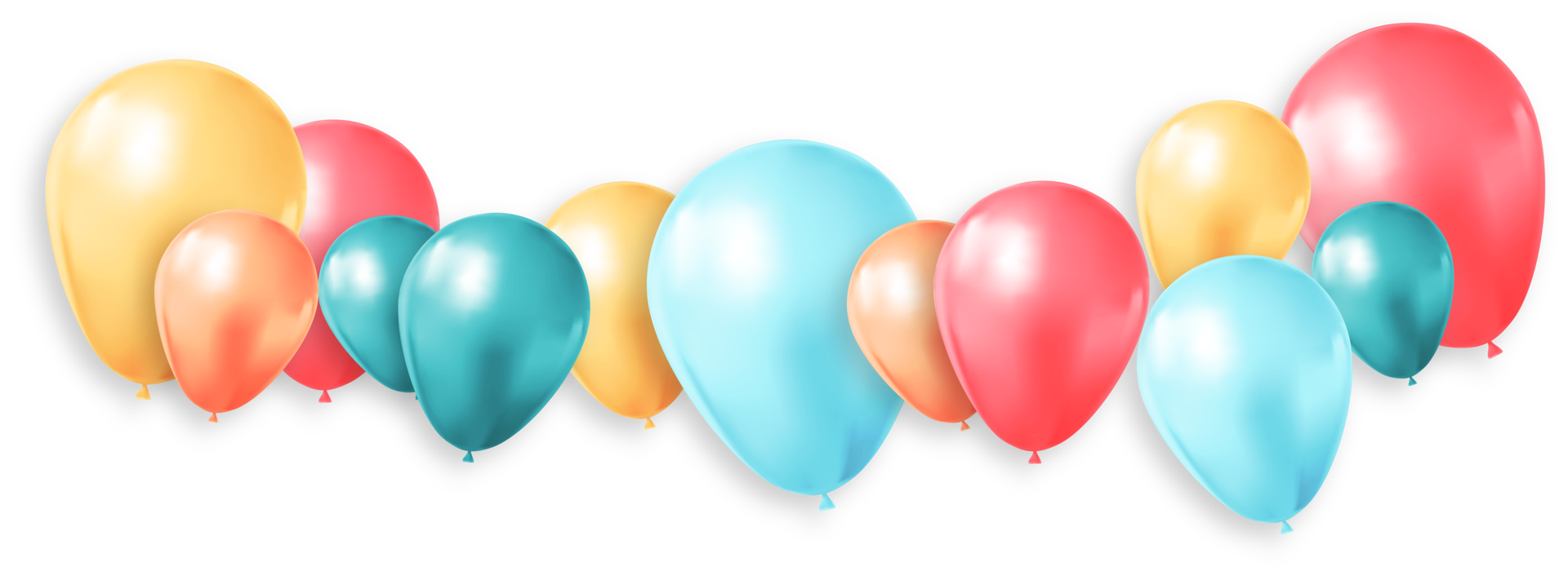 Colorful Birthday Balloons with Shadow png