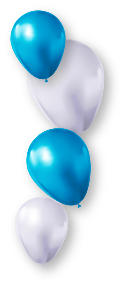 balões de festa azul e branco png