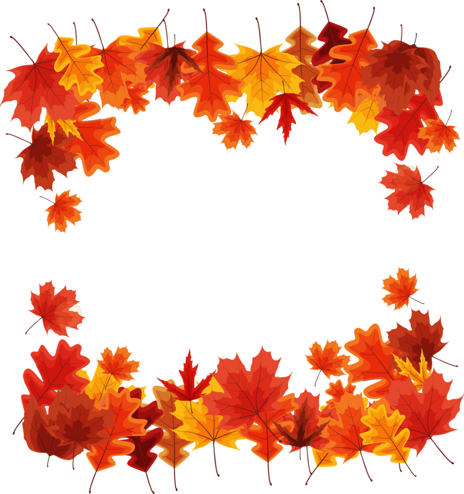 chute des feuilles cadre automne vide png