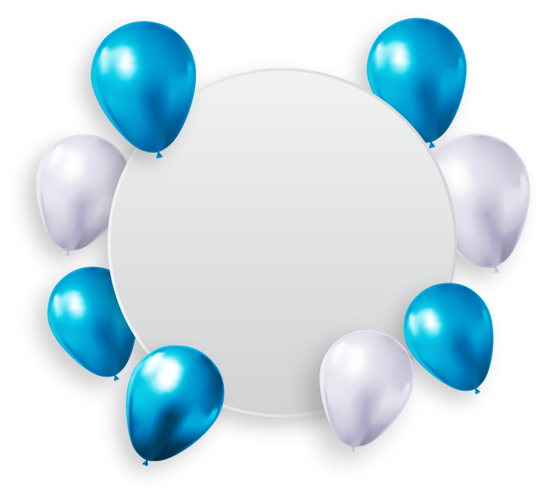 Blue and White Balloons with Empty Circle Frame png