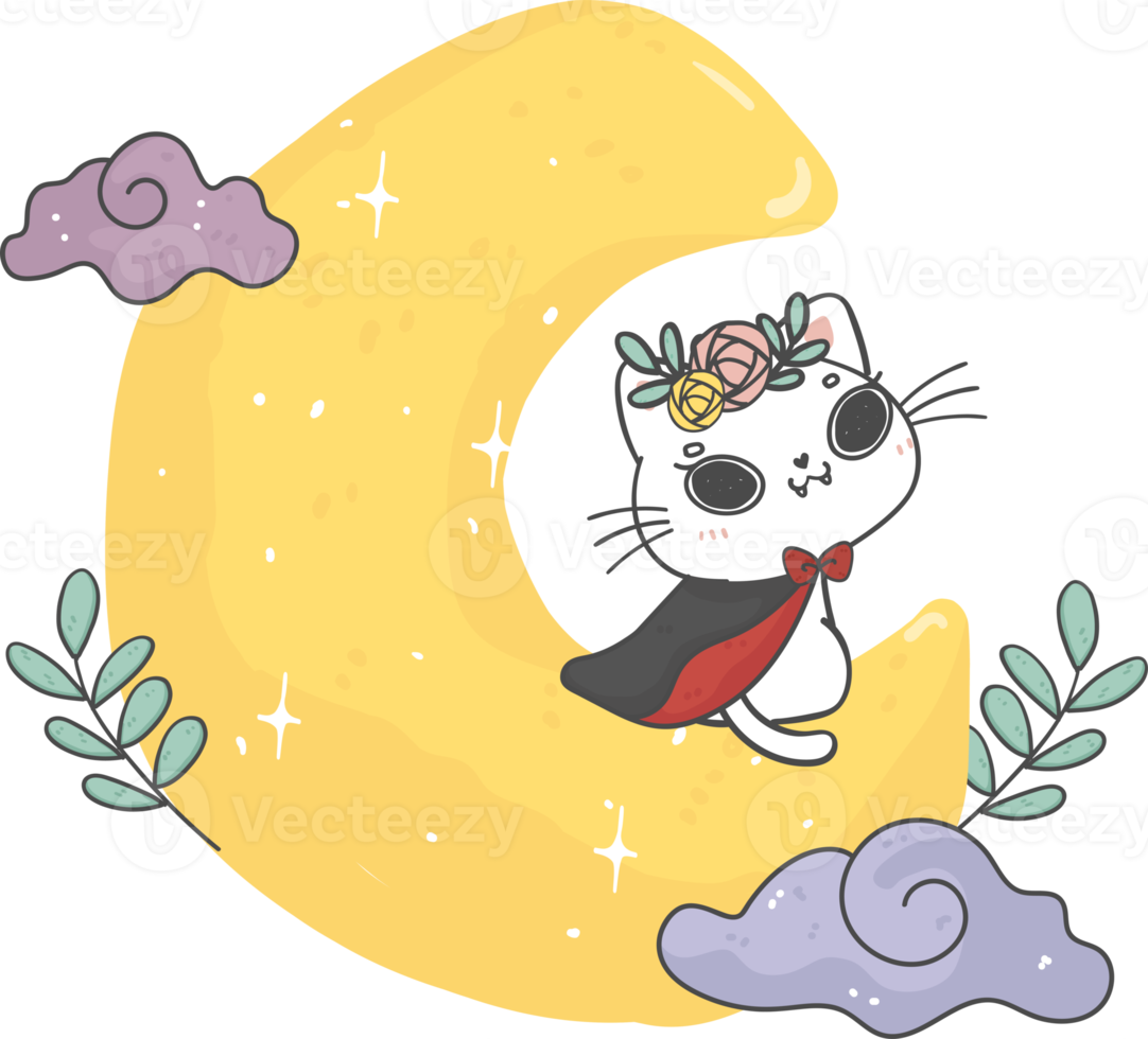 carino Halloween gattino gatto nel costume cartone animato animale scarabocchio png