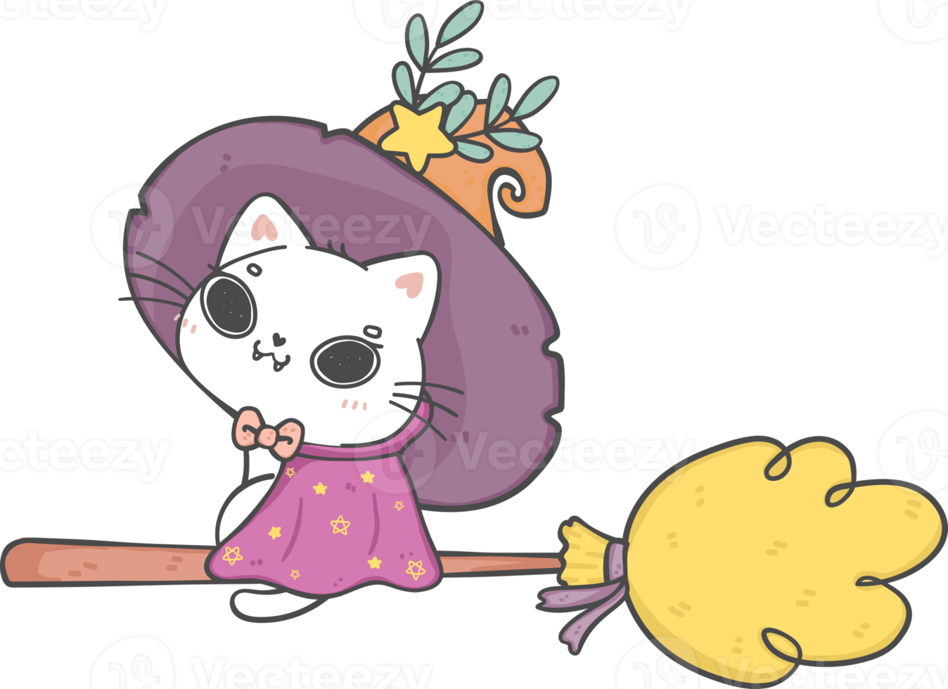 cute Halloween kitten cat in costume cartoon animal doodle png