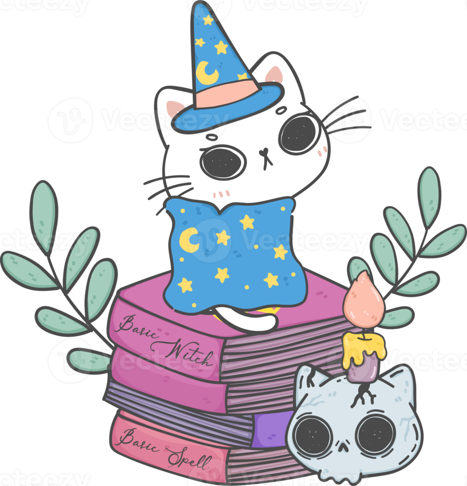 cute Halloween kitten cat in costume cartoon animal doodle png