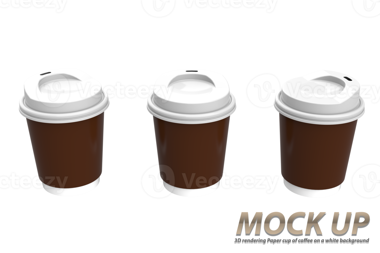 3D rendering Paper cup of coffee on a white background png