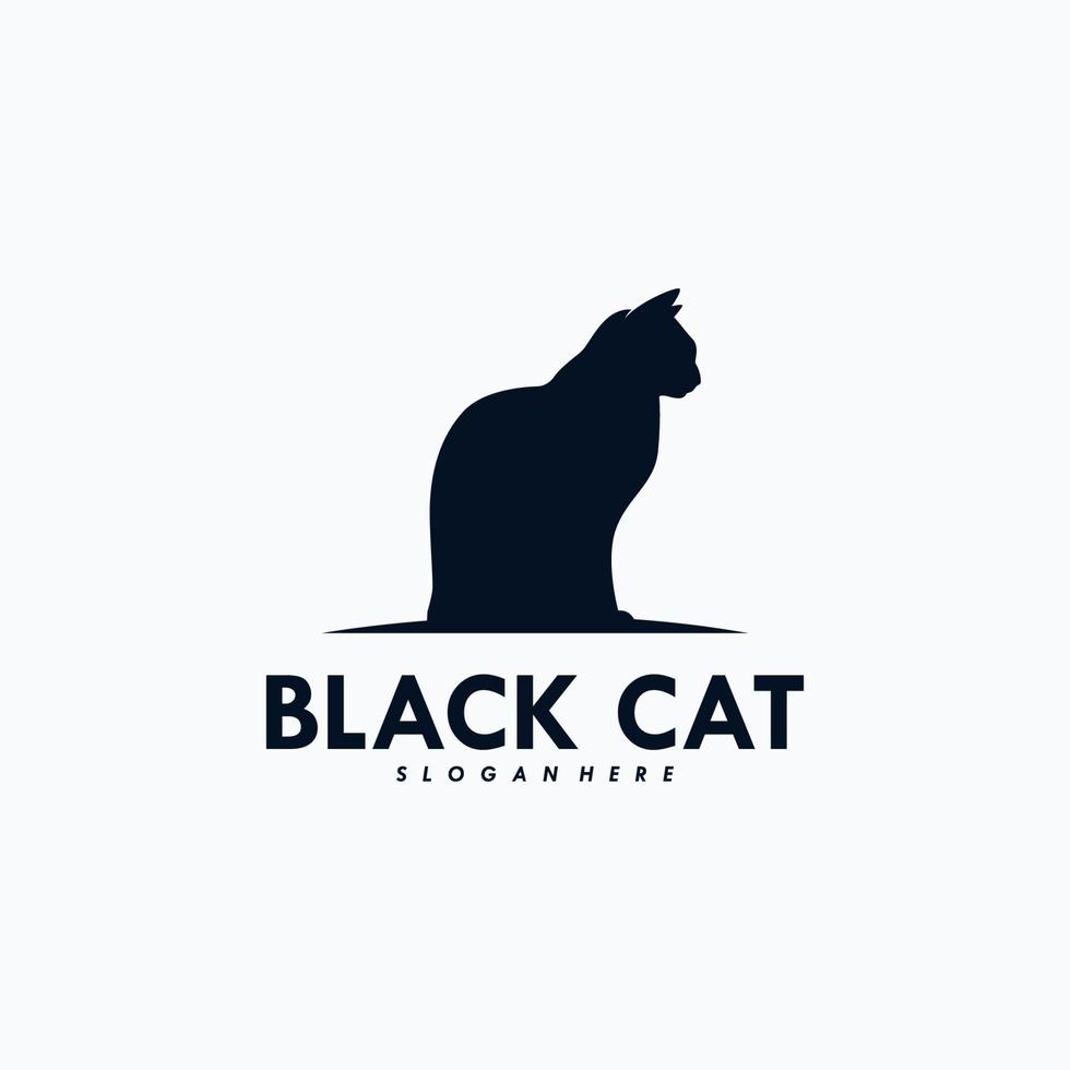 Black cat logo design vector