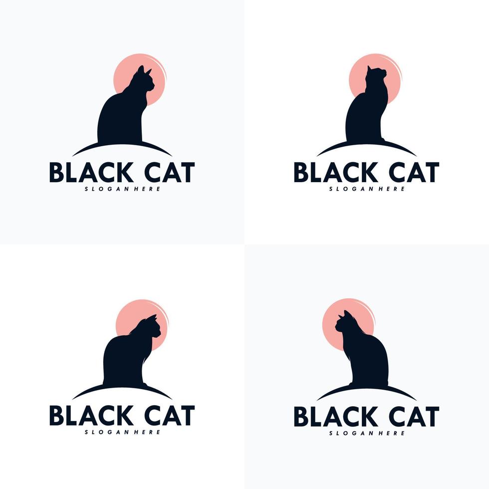 conjunto de diseño de logotipo de gato vector