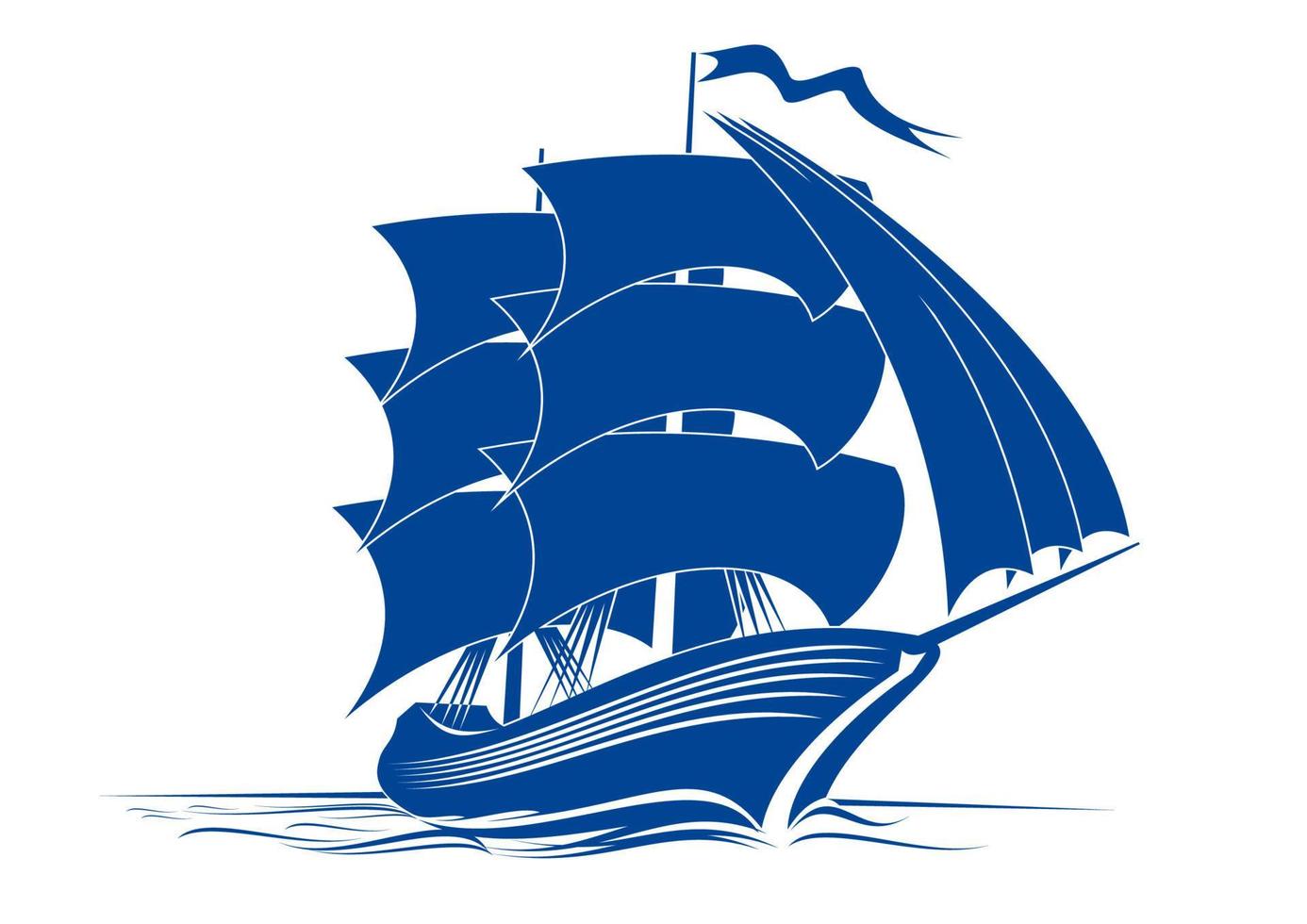 Brigantine sail ship silhouette vector