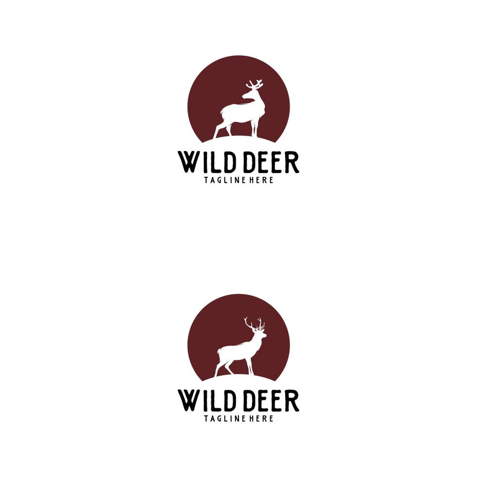 diseño de logotipo de ciervo salvaje con símbolo de luna vector